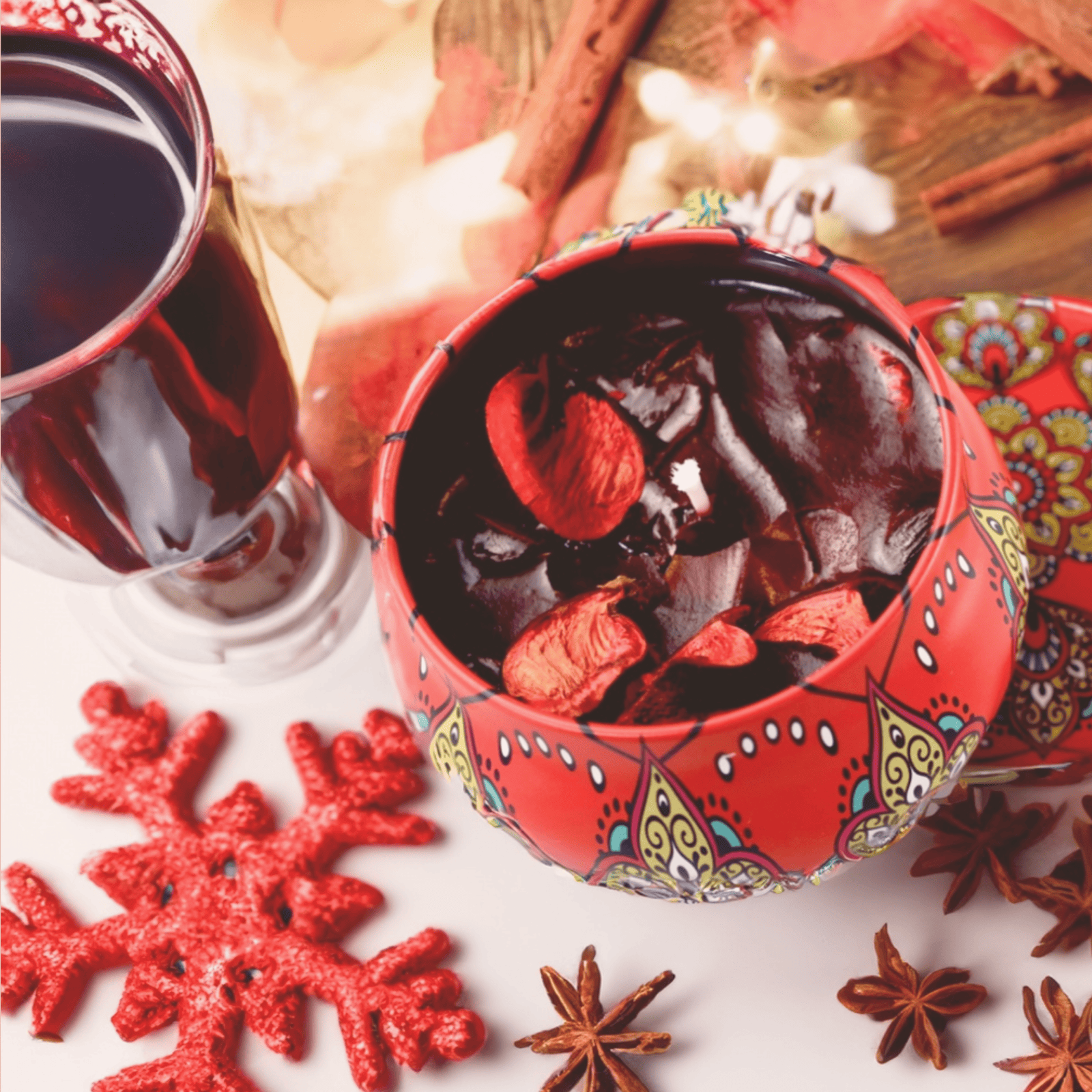 fotografía de velas de navidad con colores rojos